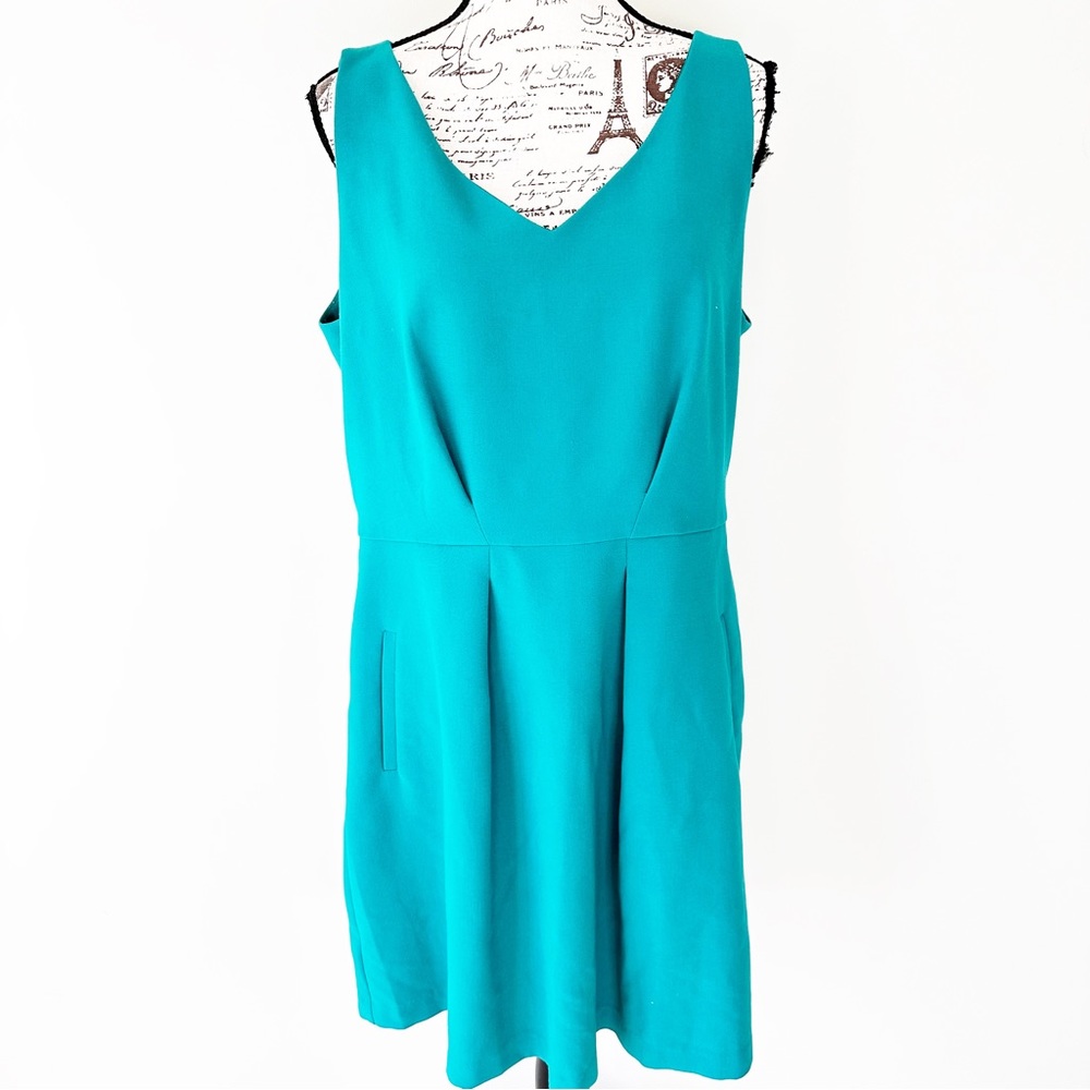 Loft sleeveless green work dress 14